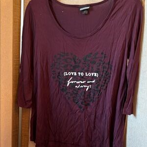 Joe Boxer Women's love to love Long Sleeve Top with Heart Print small